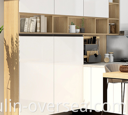 White simple acrylic high gloss kitchen cabinet 